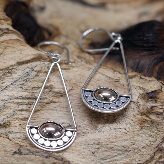 Polished Silver & Gold Earring - Luna Balance featuring natural patterning and unique variations - Luna Panther
