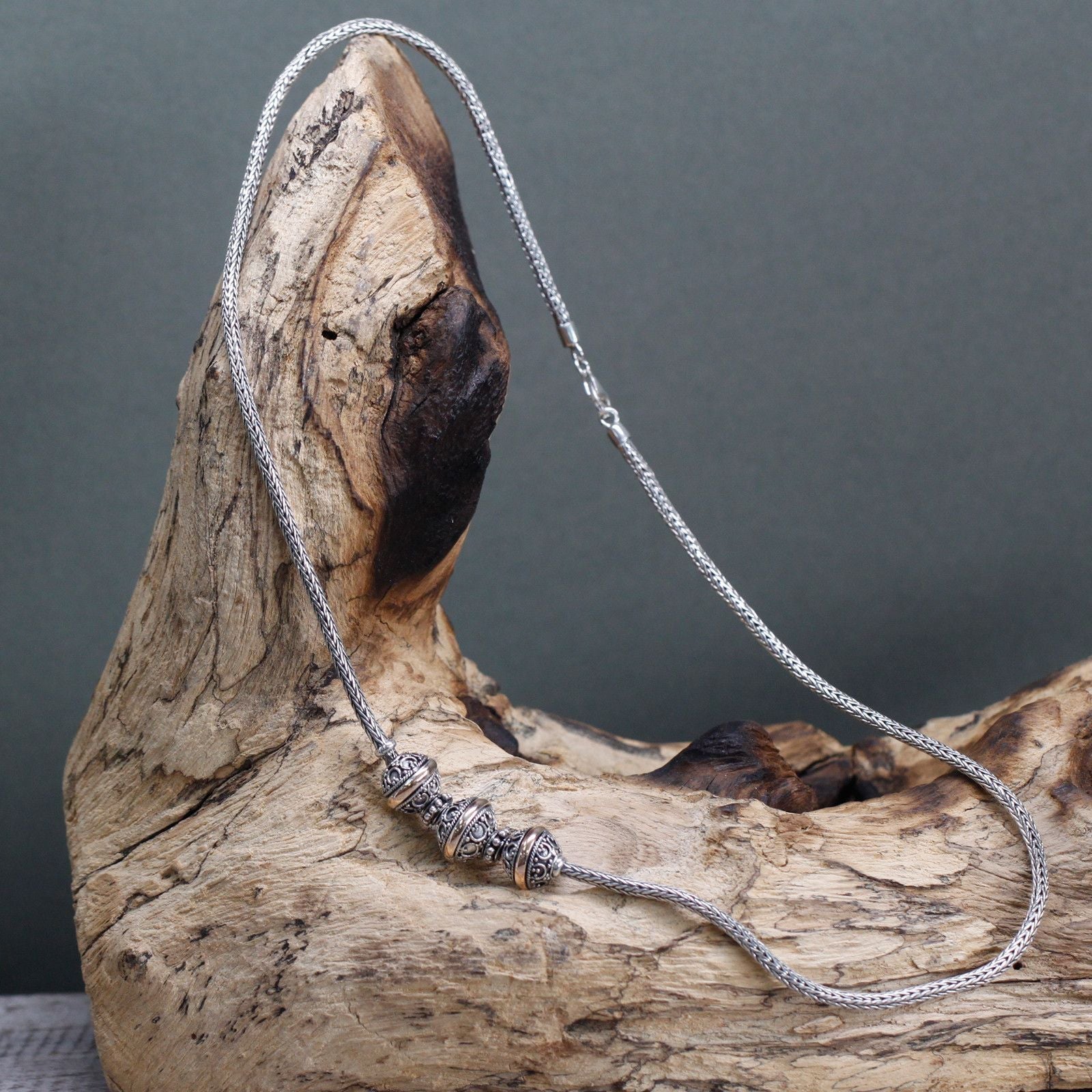 Polished Silver & Gold Necklace -Tri featuring natural patterning and unique variations - Luna Panther