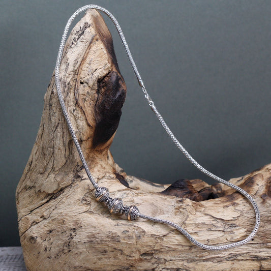 Polished Silver & Gold Necklace -Tri featuring natural patterning and unique variations - Luna Panther