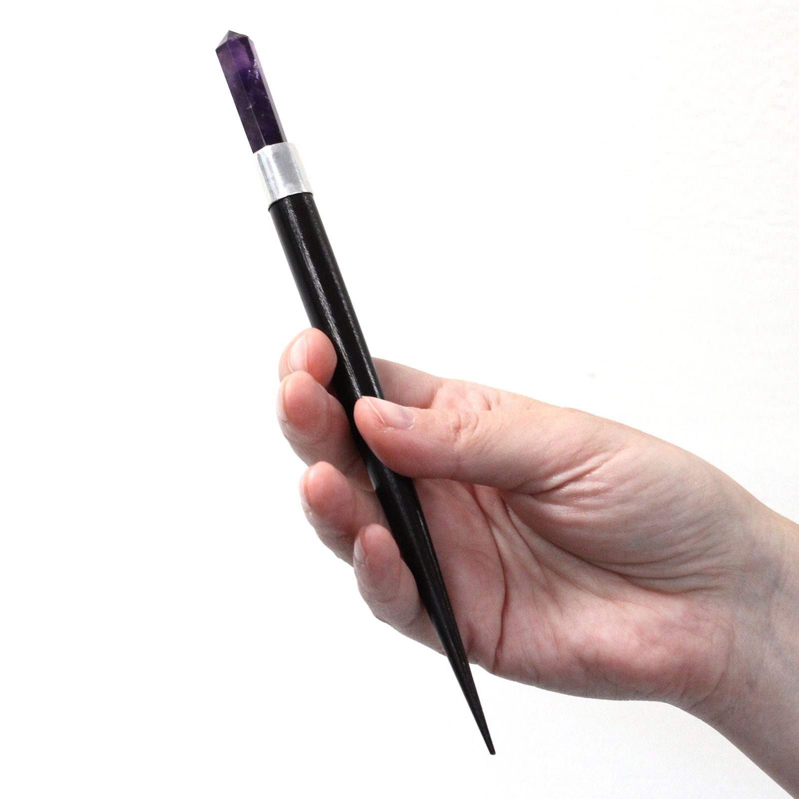 Polished Simple Pointed Healing Wand - Rose, Rock, Amethyst featuring rich purple colour and natural clarity - Luna Panther