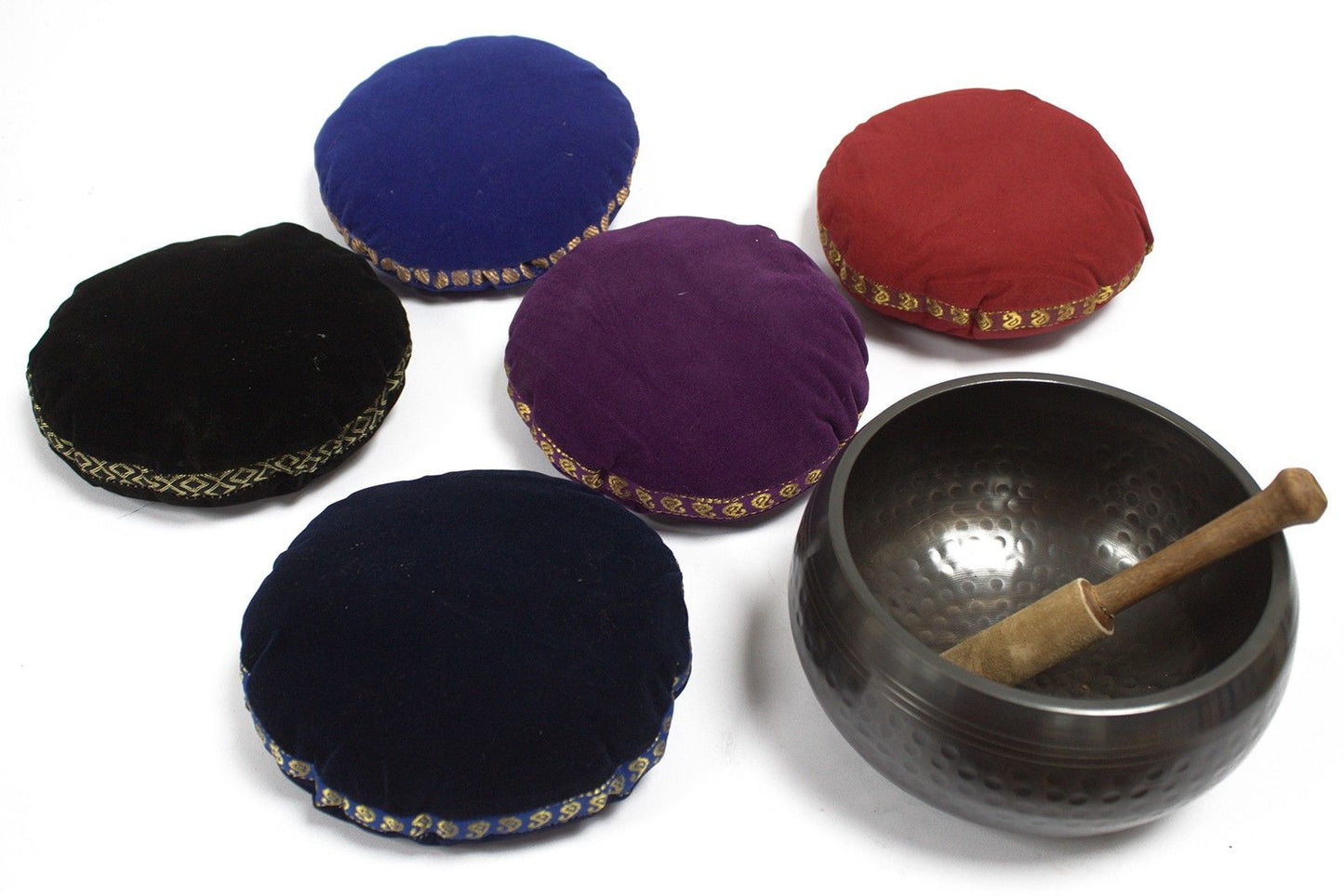 Polished Singing Bowl Velvet Cushion - 16cm featuring natural patterning and unique variations - Luna Panther