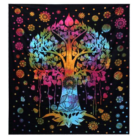 Single Cotton Bedspread + Wall Hanging - Bodhi Tree - Luna Panther