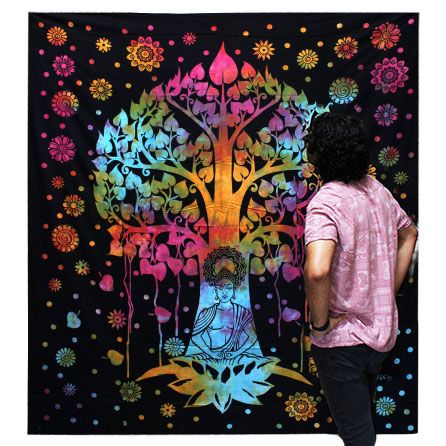 Single Cotton Bedspread + Wall Hanging - Bodhi Tree - Luna Panther