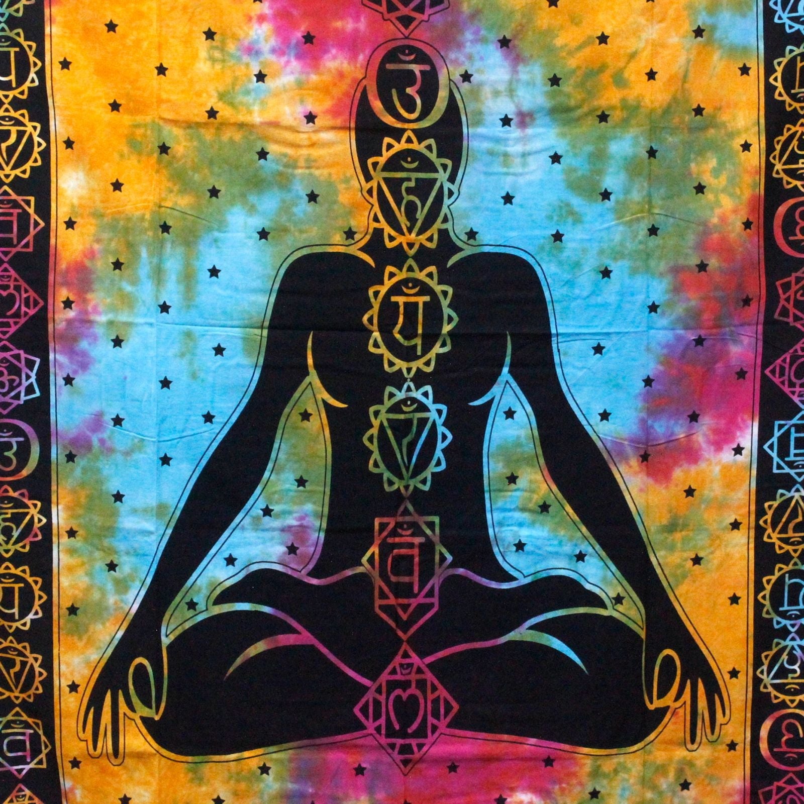 Single Cotton Bedspread + Wall Hanging - Chakra Buddha - Luna Panther