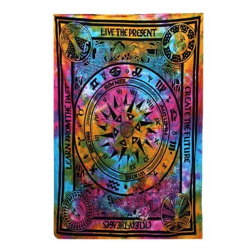 Single Cotton Bedspread + Wall Hanging - Cycle of Ages - Luna Panther