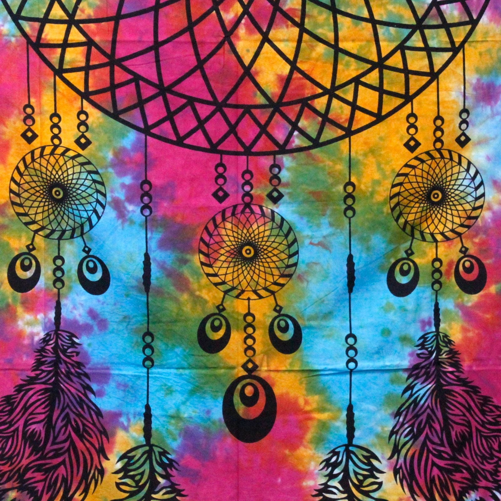 Single Cotton Bedspread + Wall Hanging - Dreamcatcher - Luna Panther