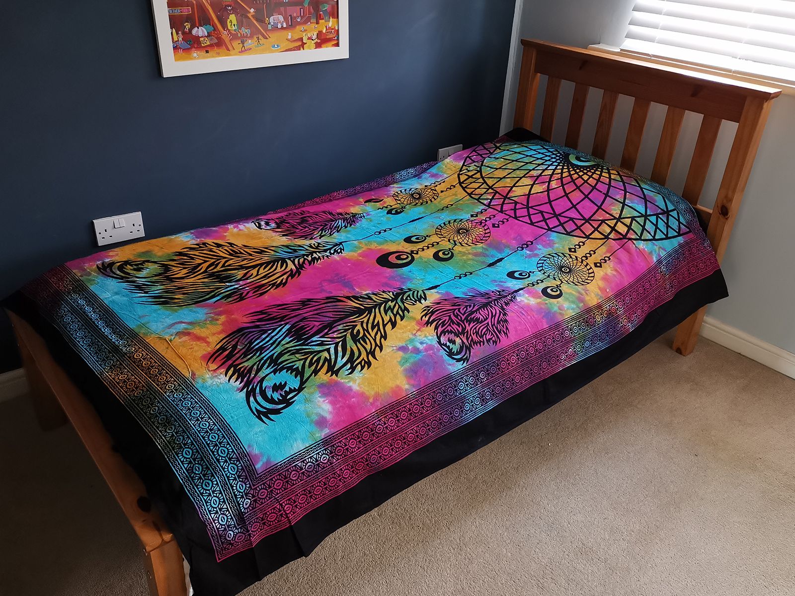 Single Cotton Bedspread + Wall Hanging - Dreamcatcher - Luna Panther