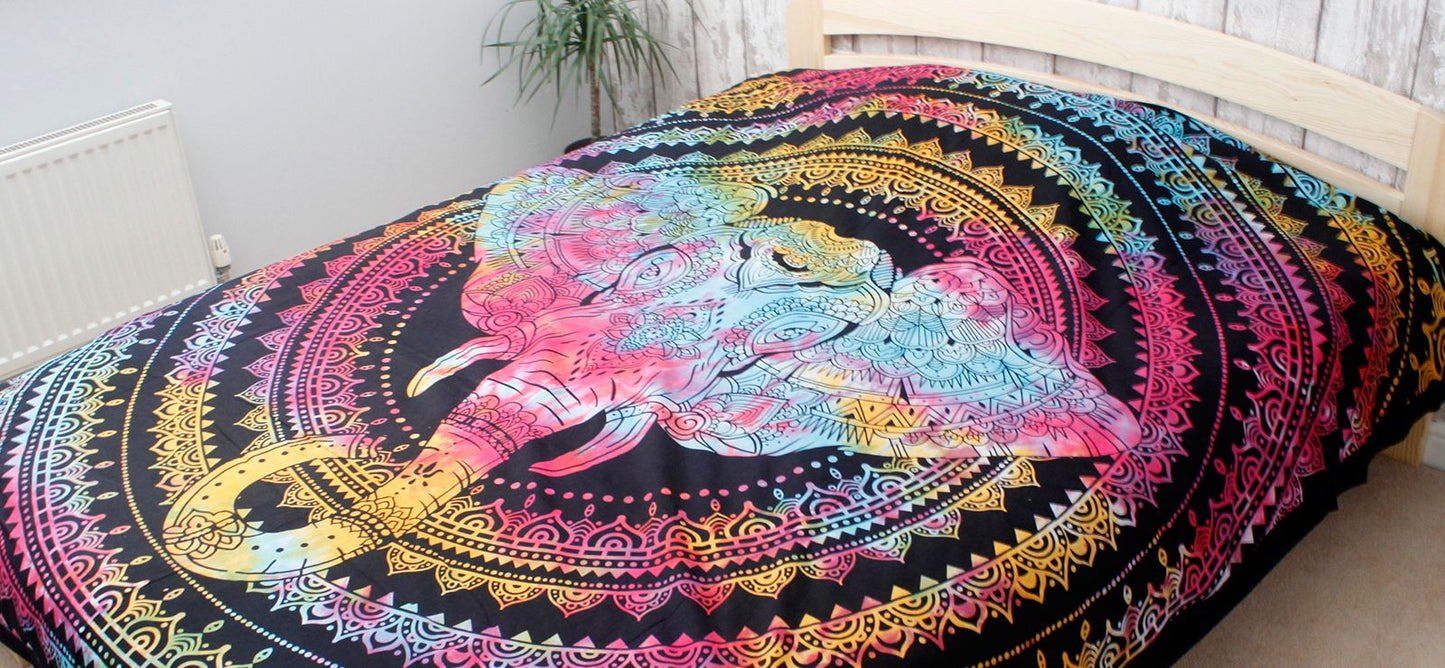 Single Cotton Bedspread + Wall Hanging - Hamsa - Luna Panther