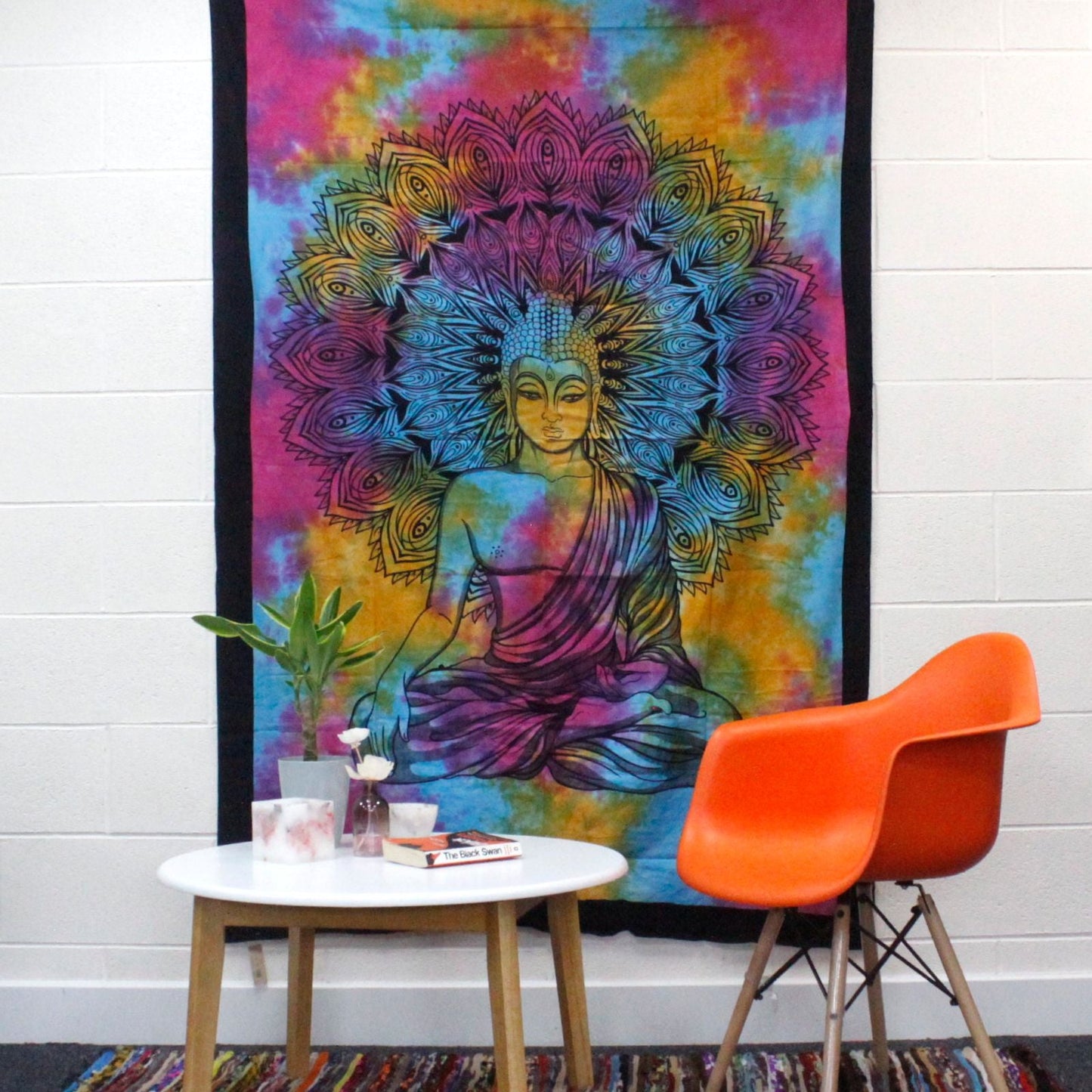 Single Cotton Bedspread + Wall Hanging - Peaceful Buddha - Luna Panther