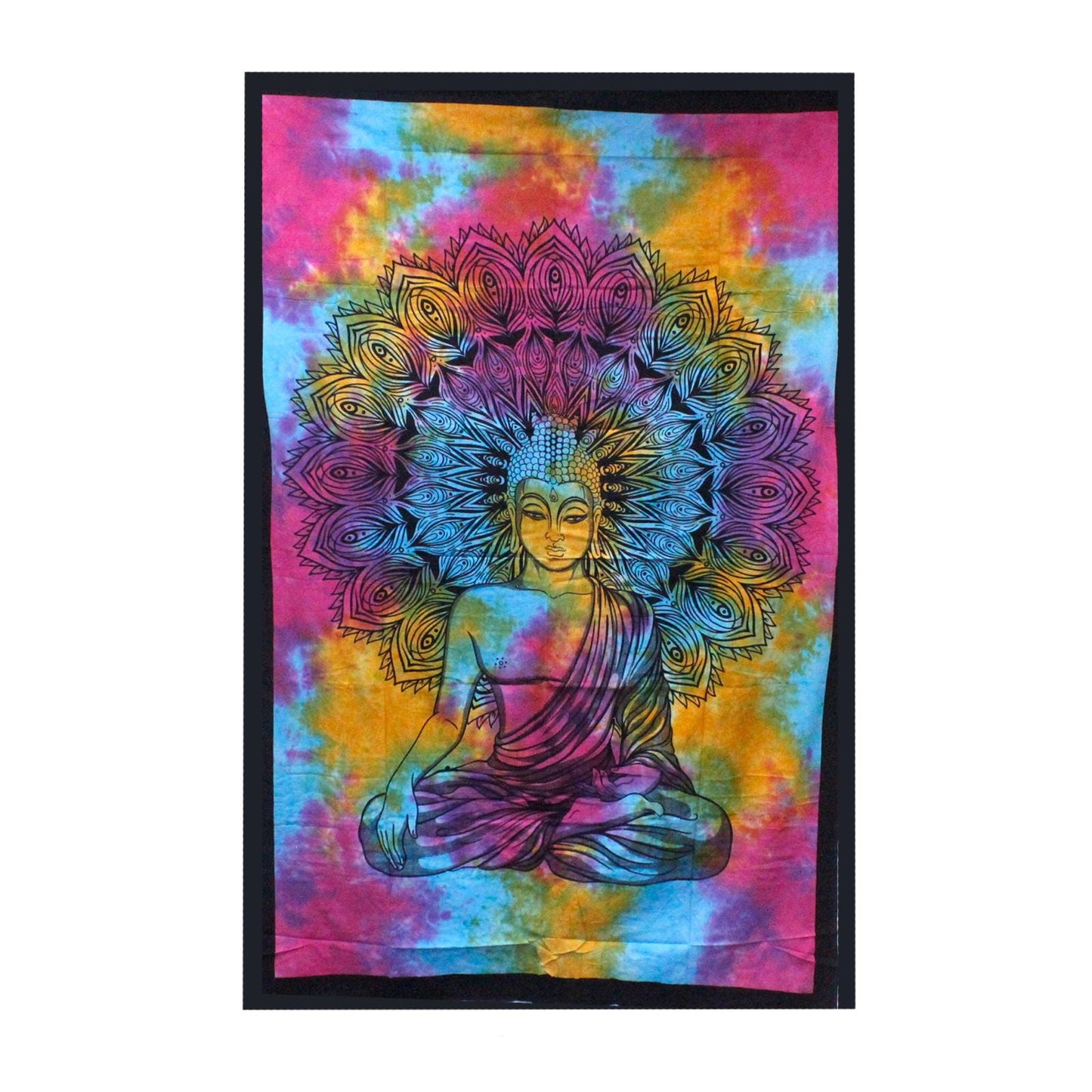 Single Cotton Bedspread + Wall Hanging - Peaceful Buddha - Luna Panther