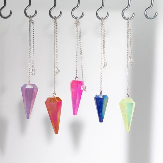 Six Sided Pendulum – Aurora Crystal Blue – 4 cm - Luna Panther alternate view