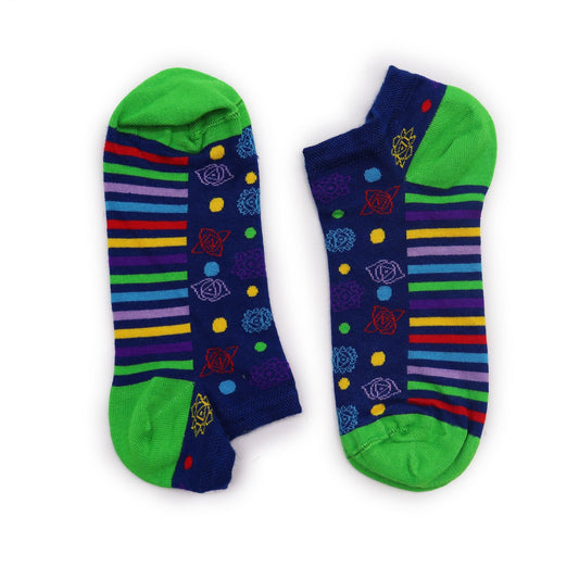 Polished S/M Hop Hare Bamboo Socks Low (3.5-6.5) - 7 Chakra featuring natural patterning and unique variations - Luna Panther
