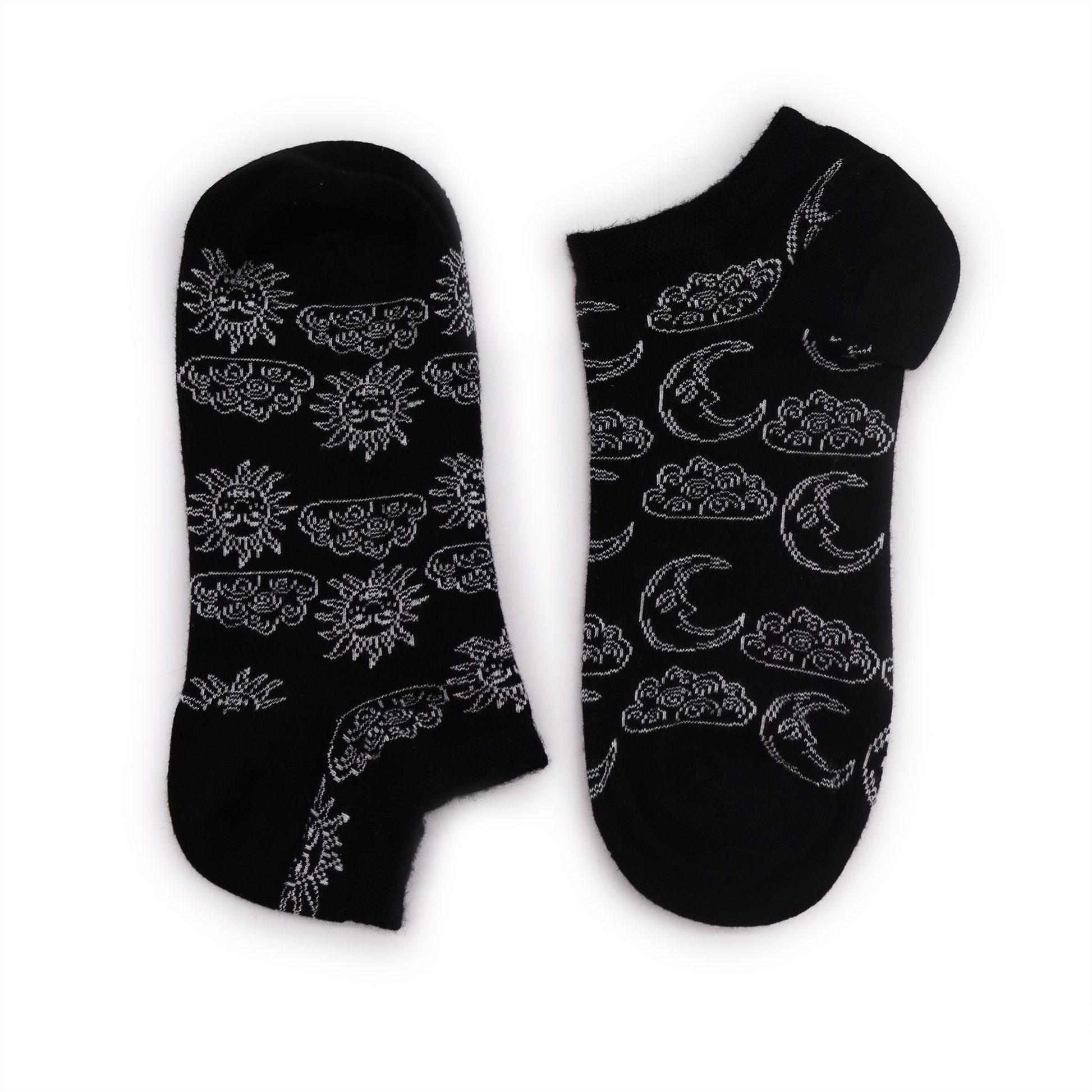 Polished S/M Hop Hare Bamboo Socks Low (3.5-6.5) - Day and Night featuring natural patterning and unique variations - Luna Panther