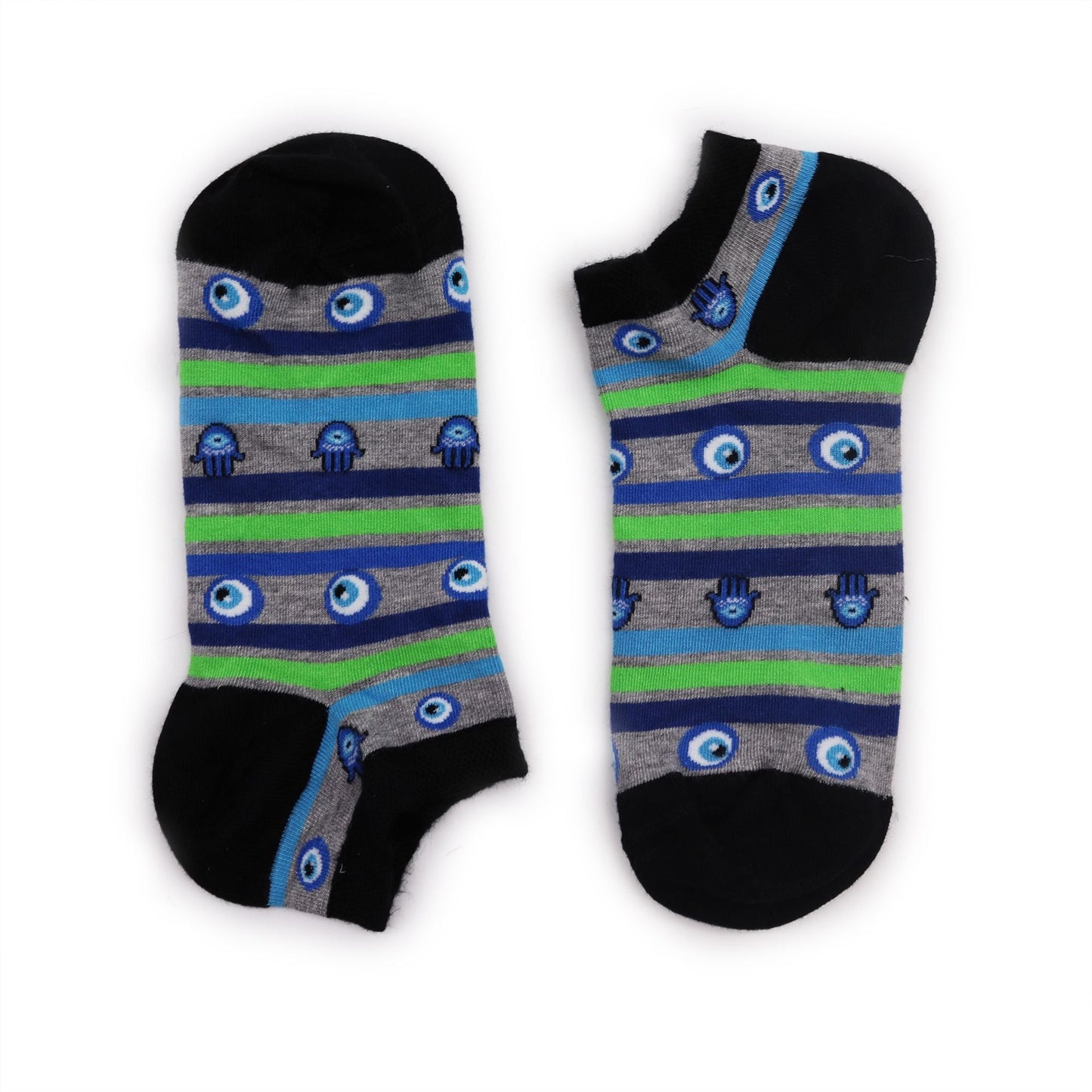 Polished S/M Hop Hare Bamboo Socks Low (3.5-6.5) - Evil Eye & Hamsa featuring natural patterning and unique variations - Luna Panther