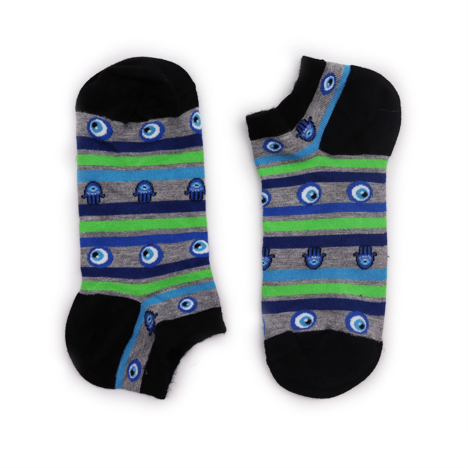 Polished S/M Hop Hare Bamboo Socks Low (3.5-6.5) - Evil Eye & Hamsa featuring natural patterning and unique variations - Luna Panther