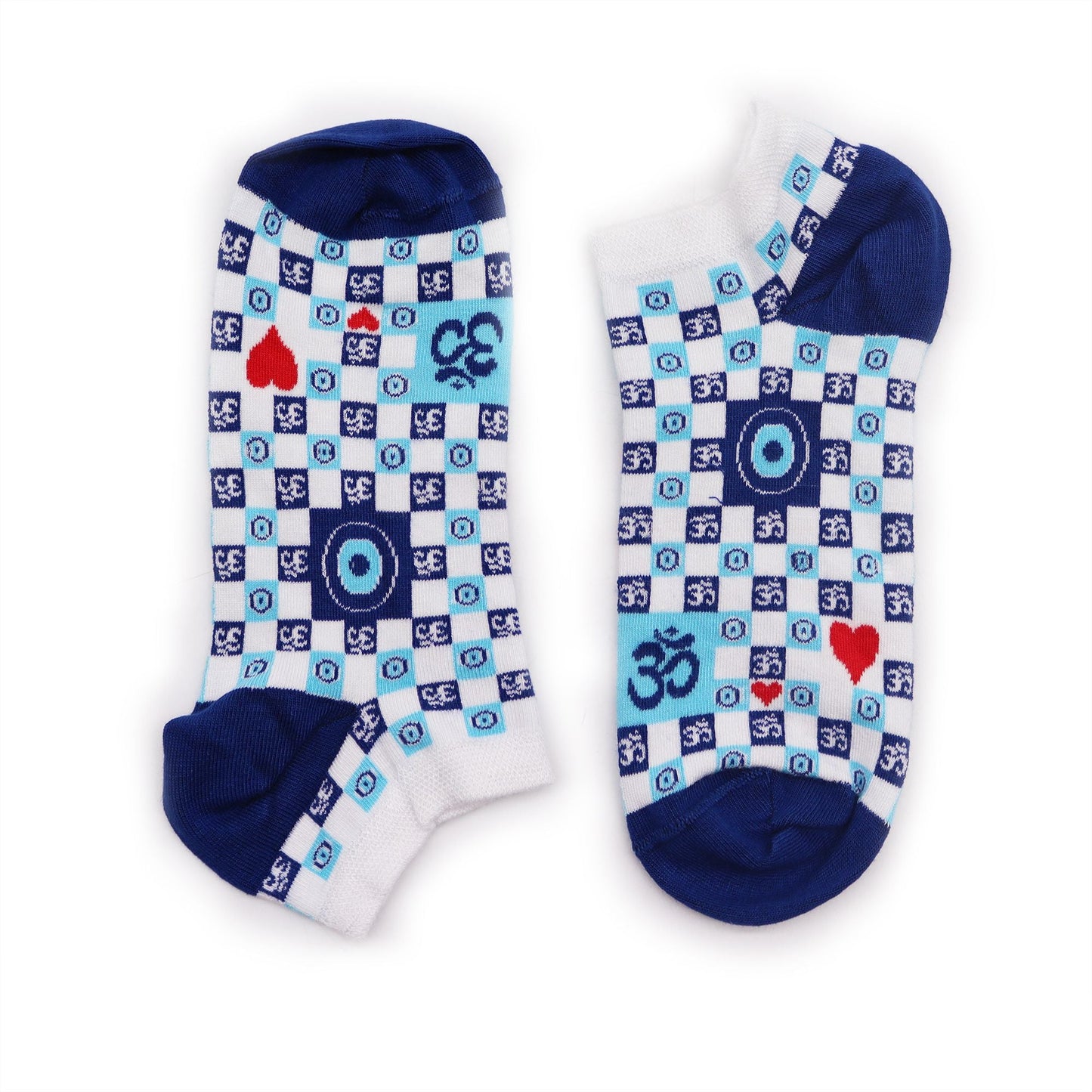 Polished S/M Hop Hare Bamboo Socks Low (3.5-6.5) - Ohm Evil Eye featuring natural patterning and unique variations - Luna Panther
