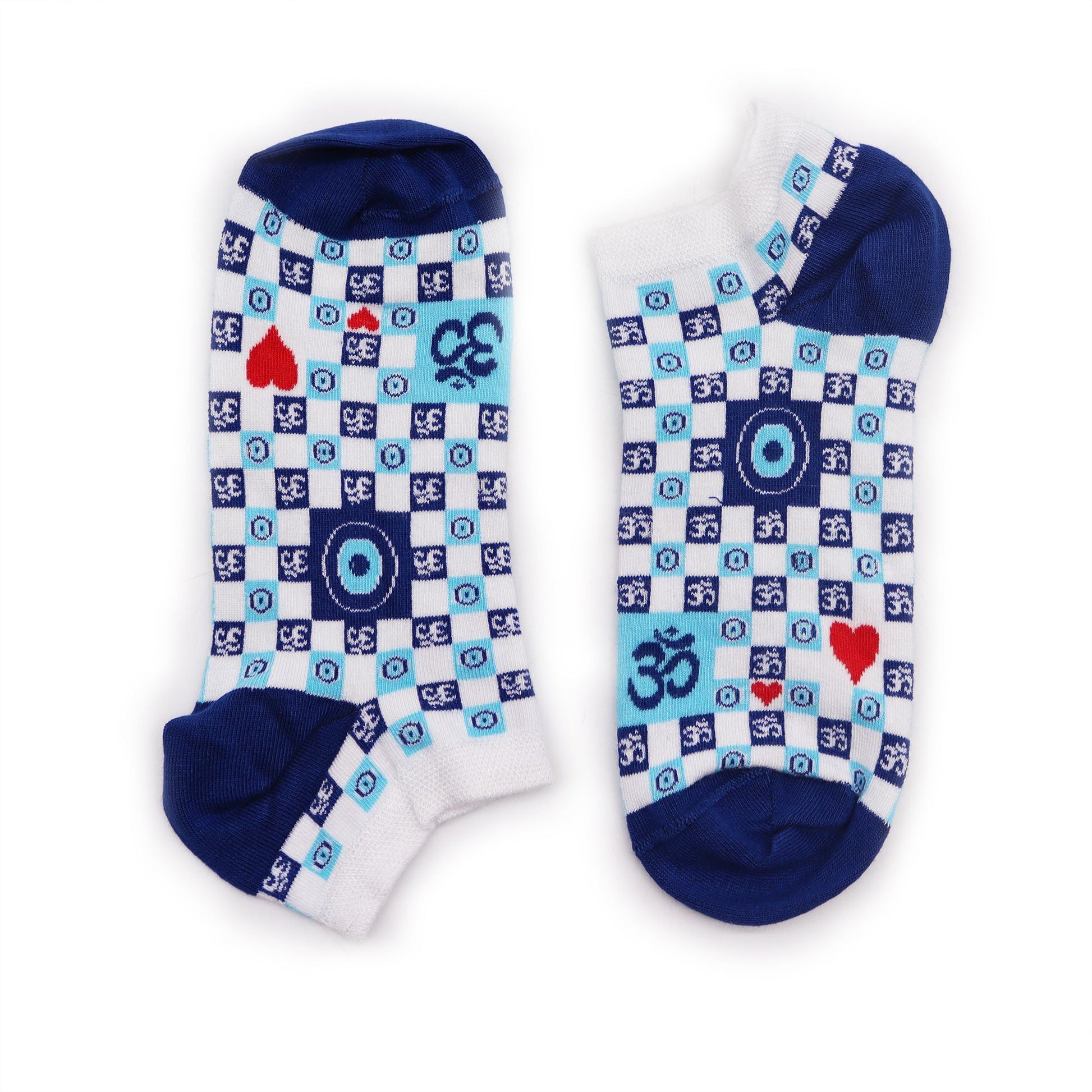 Polished S/M Hop Hare Bamboo Socks Low (3.5-6.5) - Ohm Evil Eye featuring natural patterning and unique variations - Luna Panther