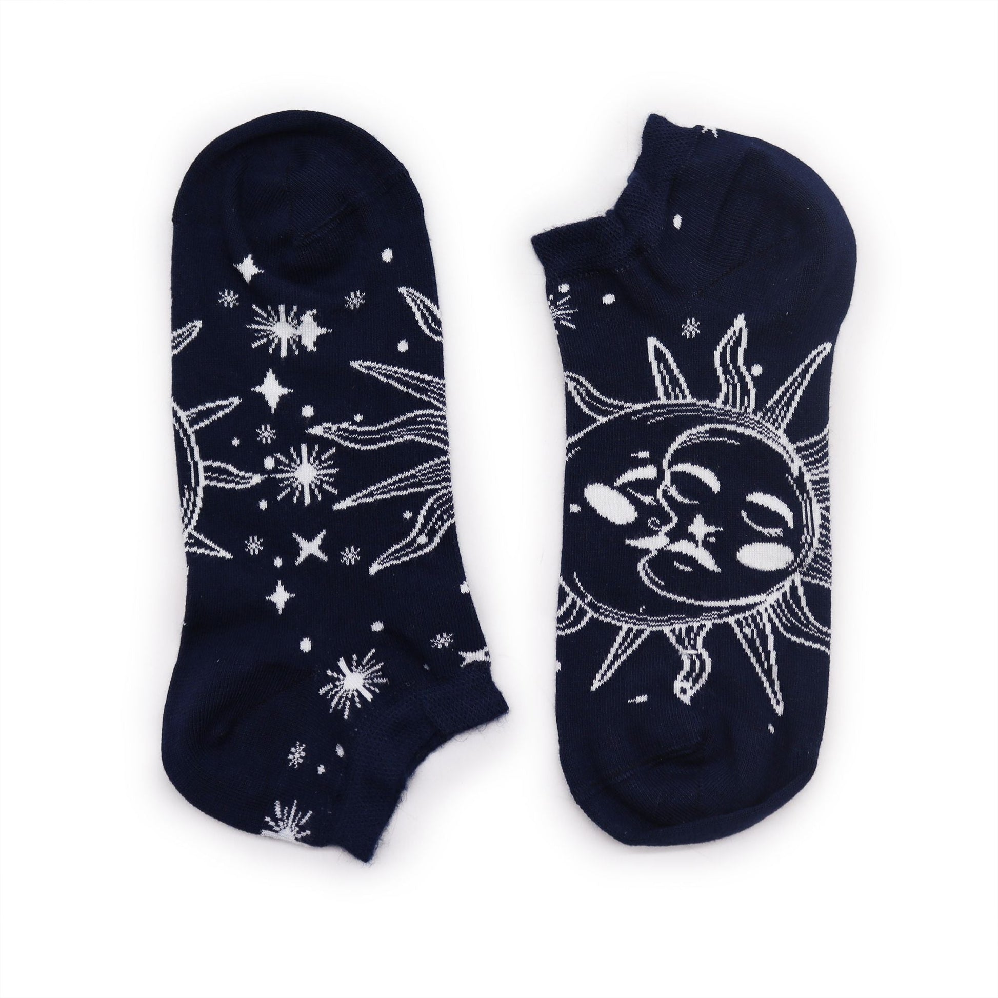 Polished S/M Hop Hare Bamboo Socks Low (3.5-6.5) - Sun and Moon featuring natural patterning and unique variations - Luna Panther