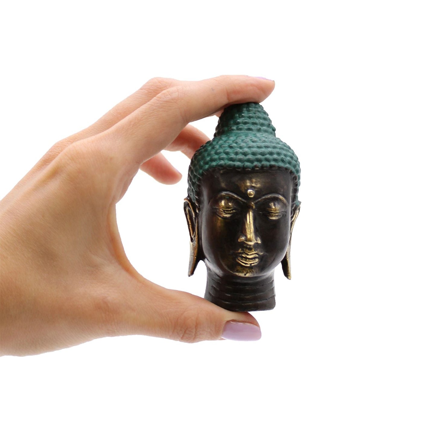 Small Antique Brass Buddha Head - Luna Panther
