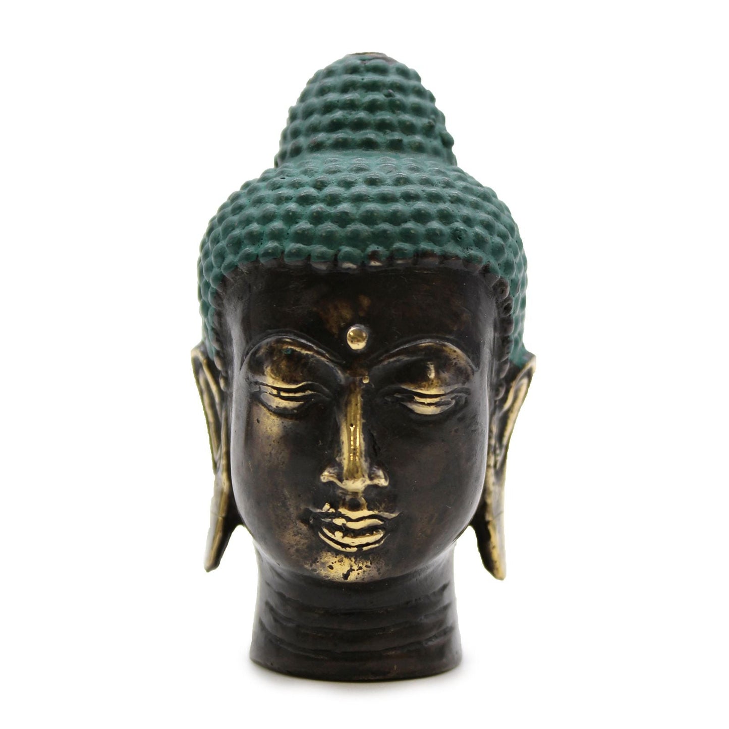 Small Antique Brass Buddha Head - Luna Panther