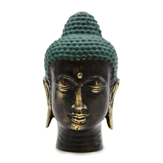 Small Antique Brass Buddha Head - Luna Panther alternate view