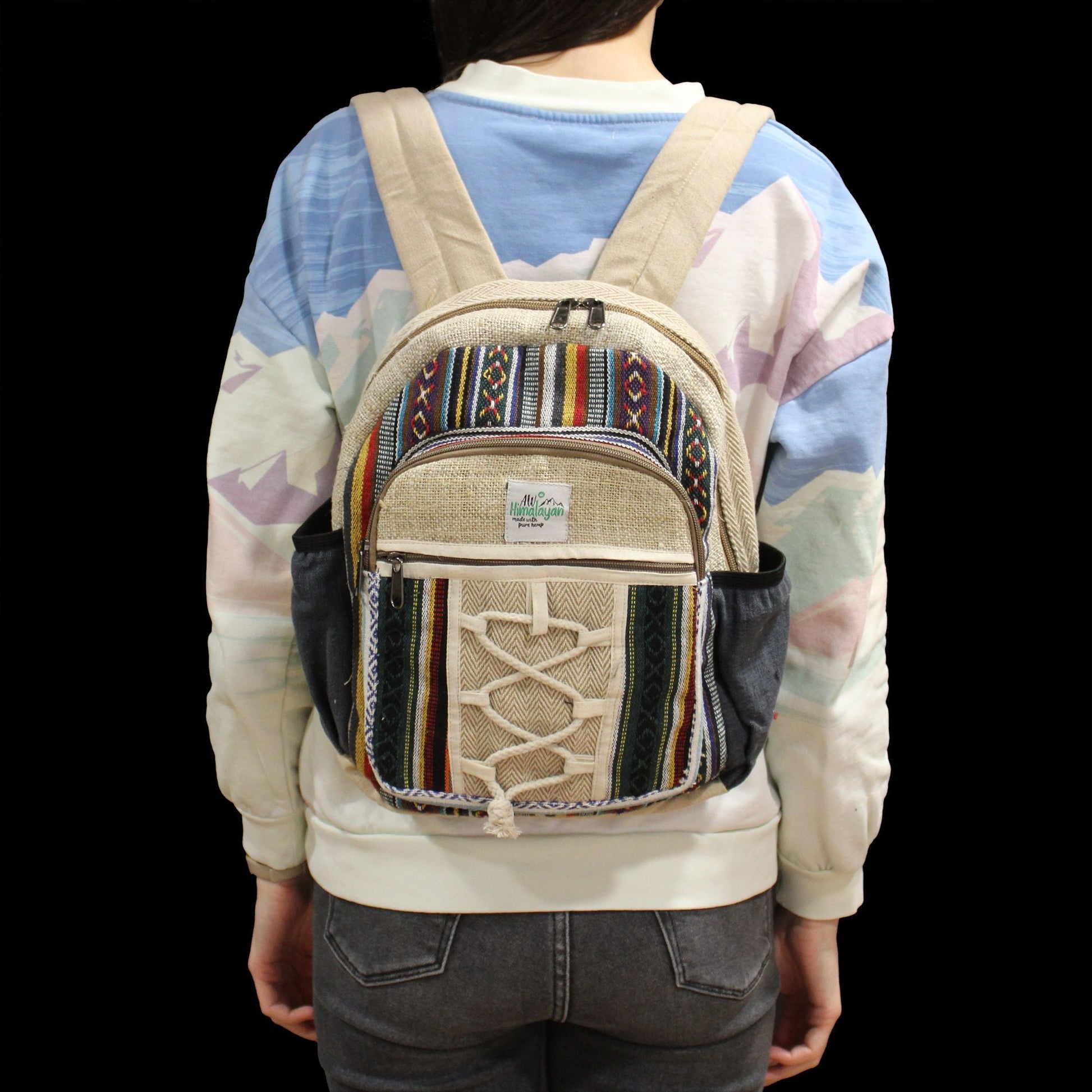 Small Backpack - Rope & Pockets Style - Luna Panther