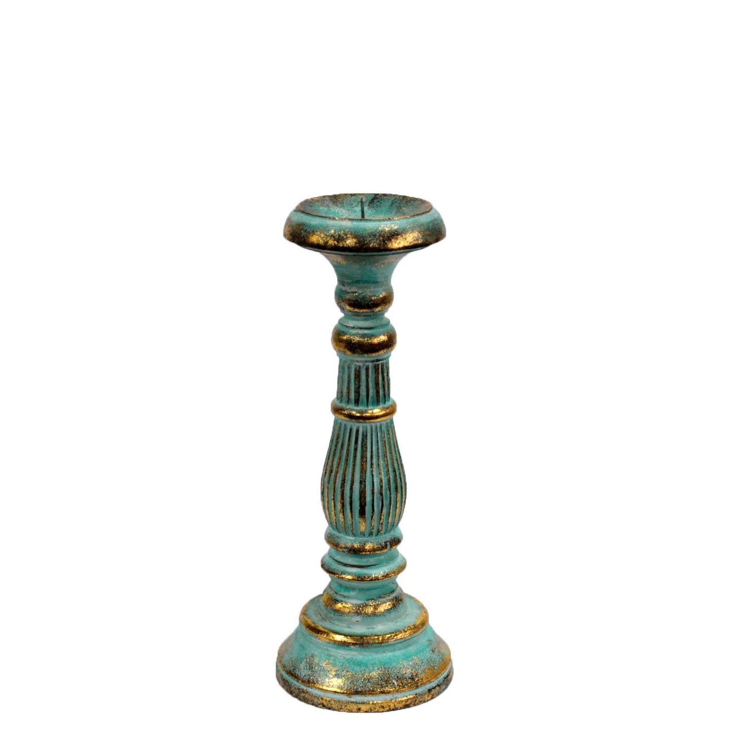 Polished Small Candle Stand - Turquois Gold featuring natural patterning and unique variations - Luna Panther