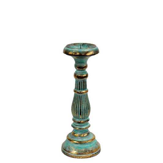 Polished Small Candle Stand - Turquois Gold featuring natural patterning and unique variations - Luna Panther