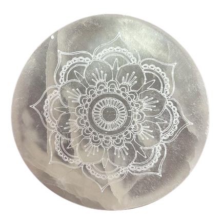 Polished Small Charging Plate 8cm - Mandala Design featuring natural patterning and unique variations - Luna Panther