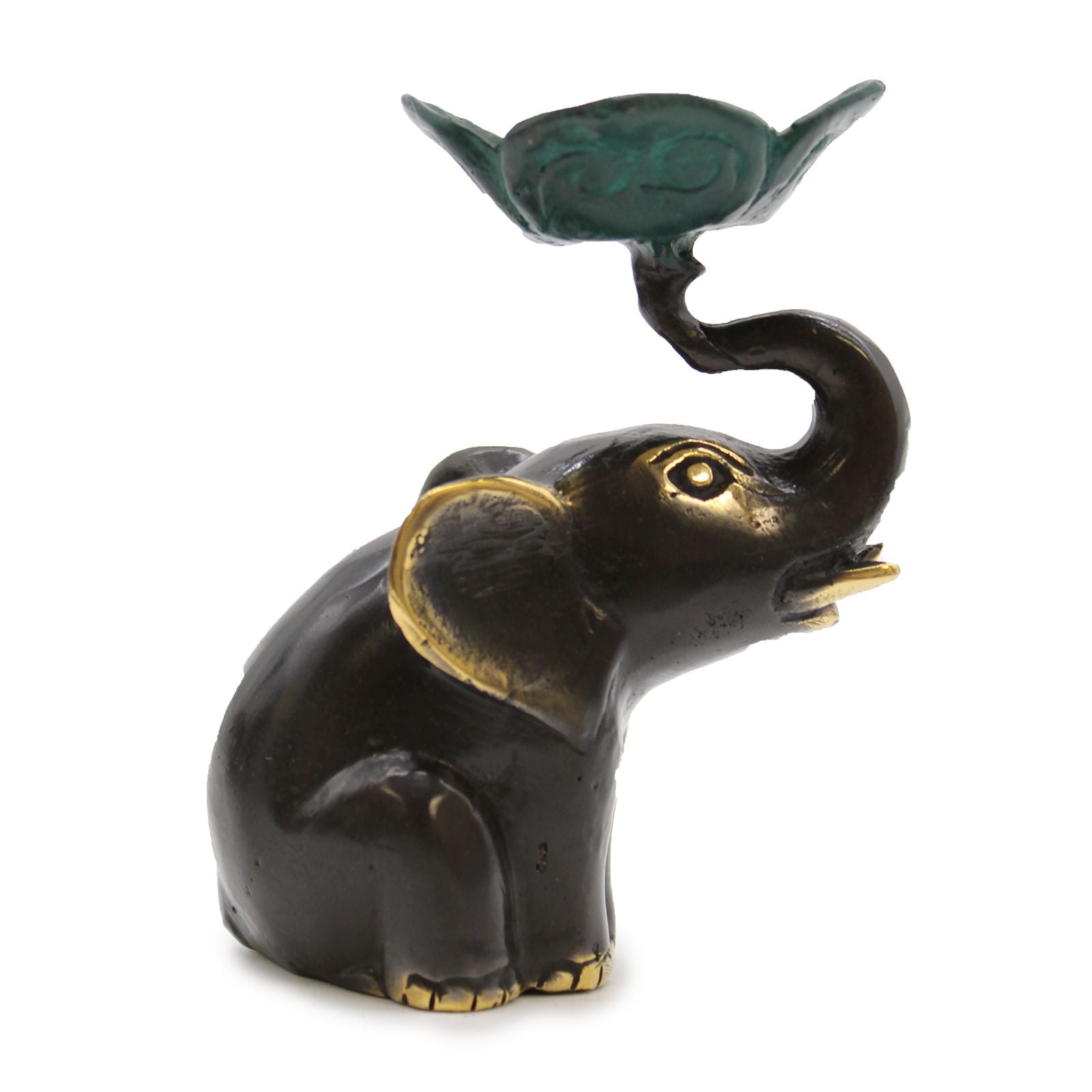 Polished Small Elephant Candle / Incense Holder featuring natural patterning and unique variations - Luna Panther