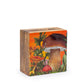 Small Enameled Square Box 10x10x4.2cm - Mushroom Design Maroon - Luna Panther