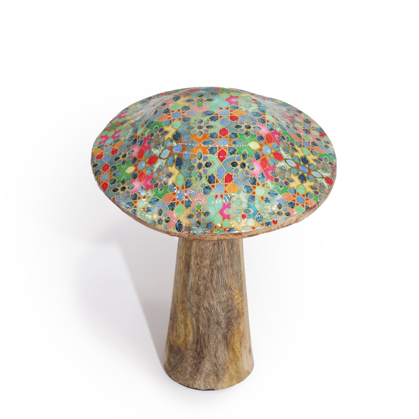 Small Enamelled Mushroom - 10cm - Mediterranean Tile Pattern - Luna Panther