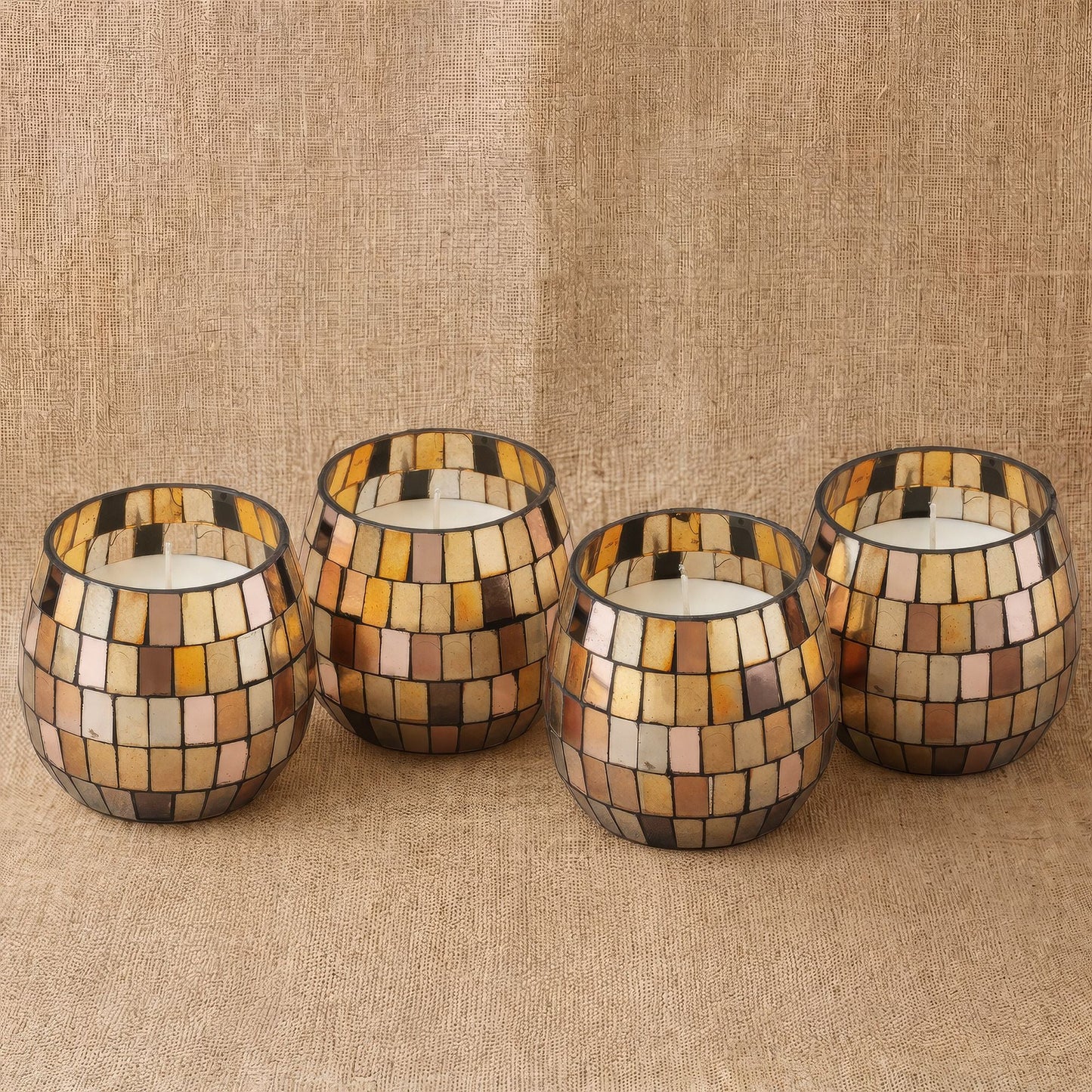 Small Glass Jar Candles - Amber Mosaic - Luna Panther