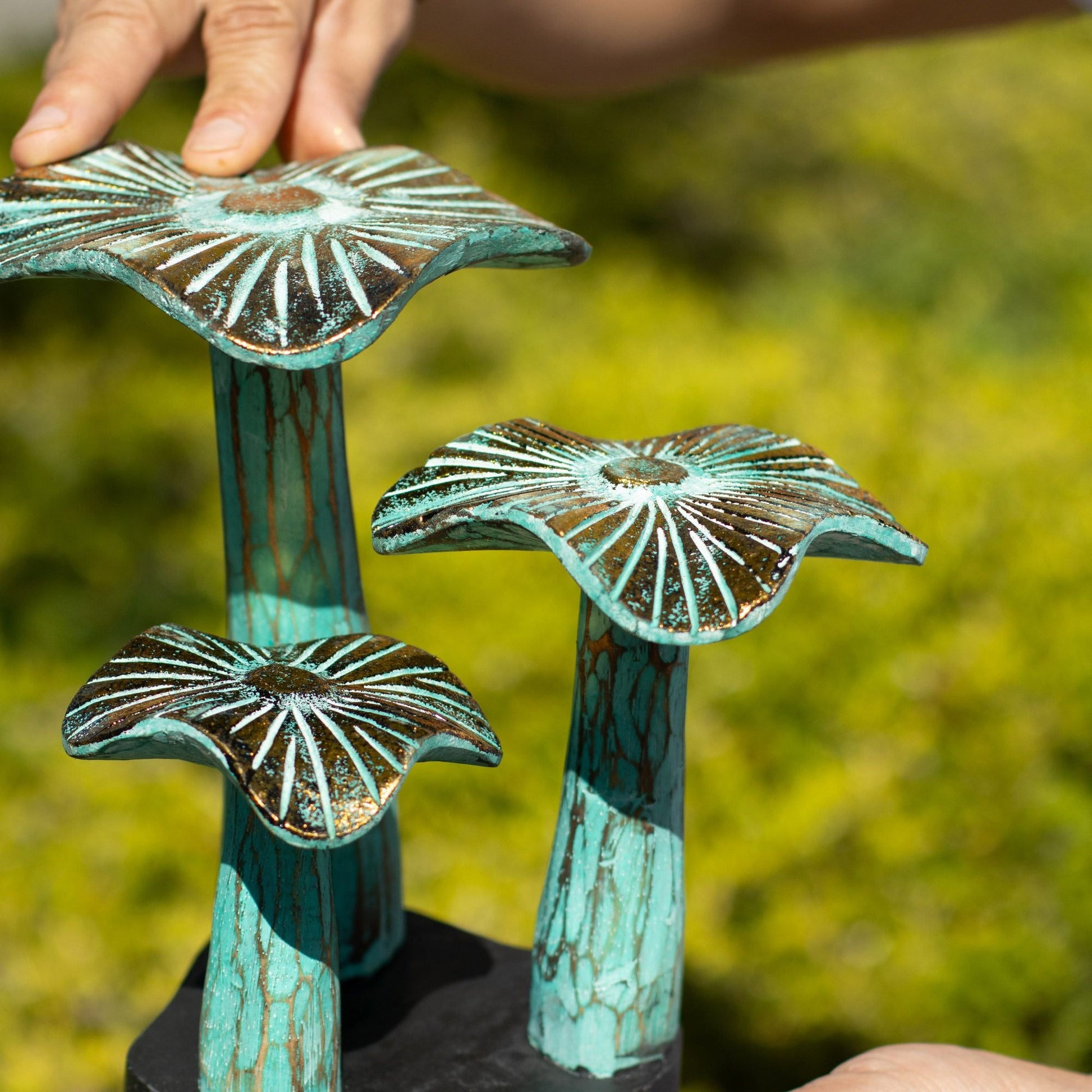 Small Golden Mushroom Art - 20cm - Greenwash - Luna Panther