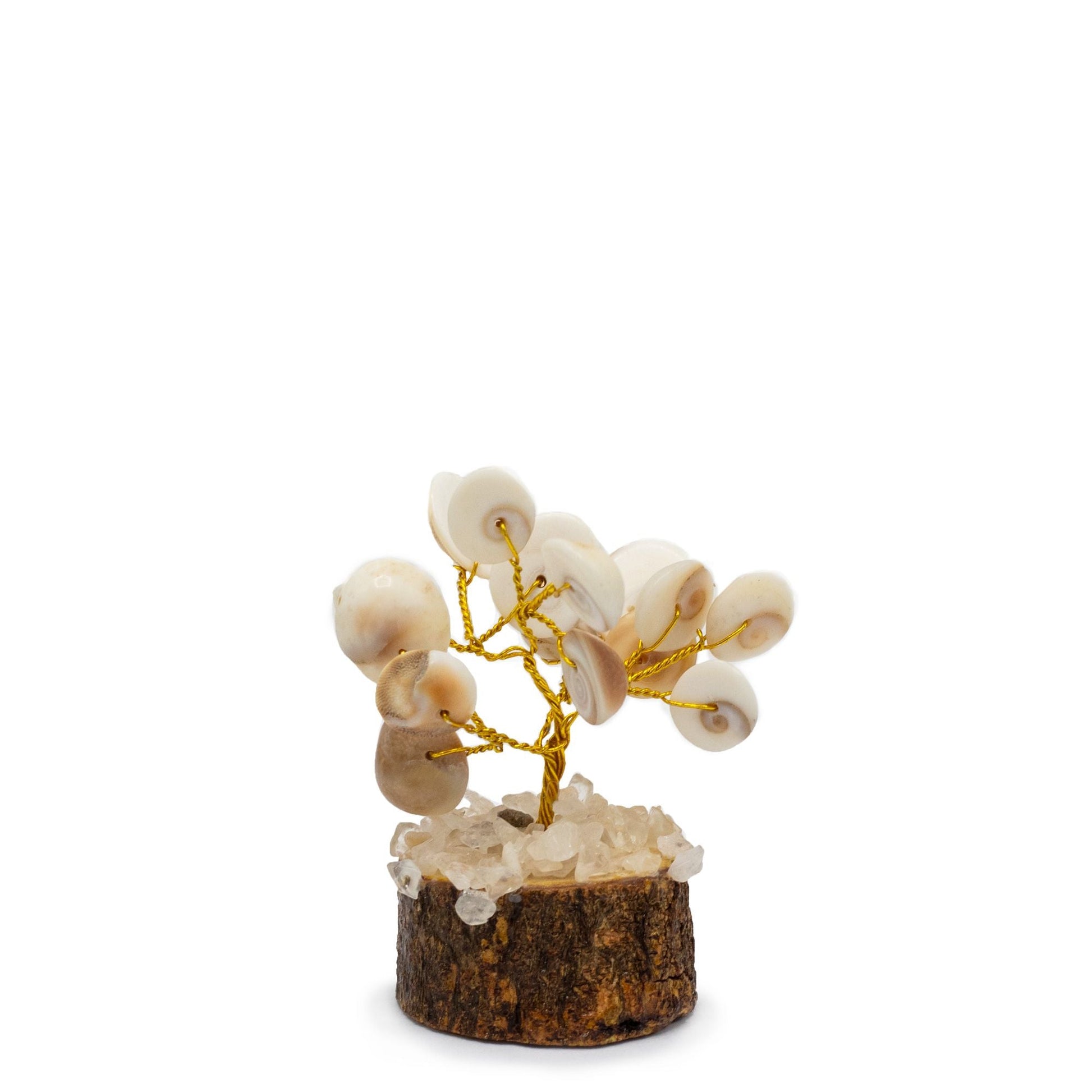 Polished Small Gomati Chakra Circle Stone Tree with Rudraksha - (15 stones) featuring natural patterning and unique variations - Luna Panther