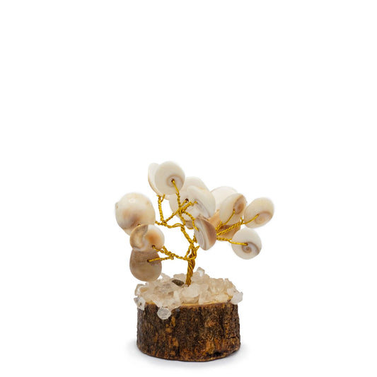 Polished Small Gomati Chakra Circle Stone Tree with Rudraksha - (15 stones) featuring natural patterning and unique variations - Luna Panther