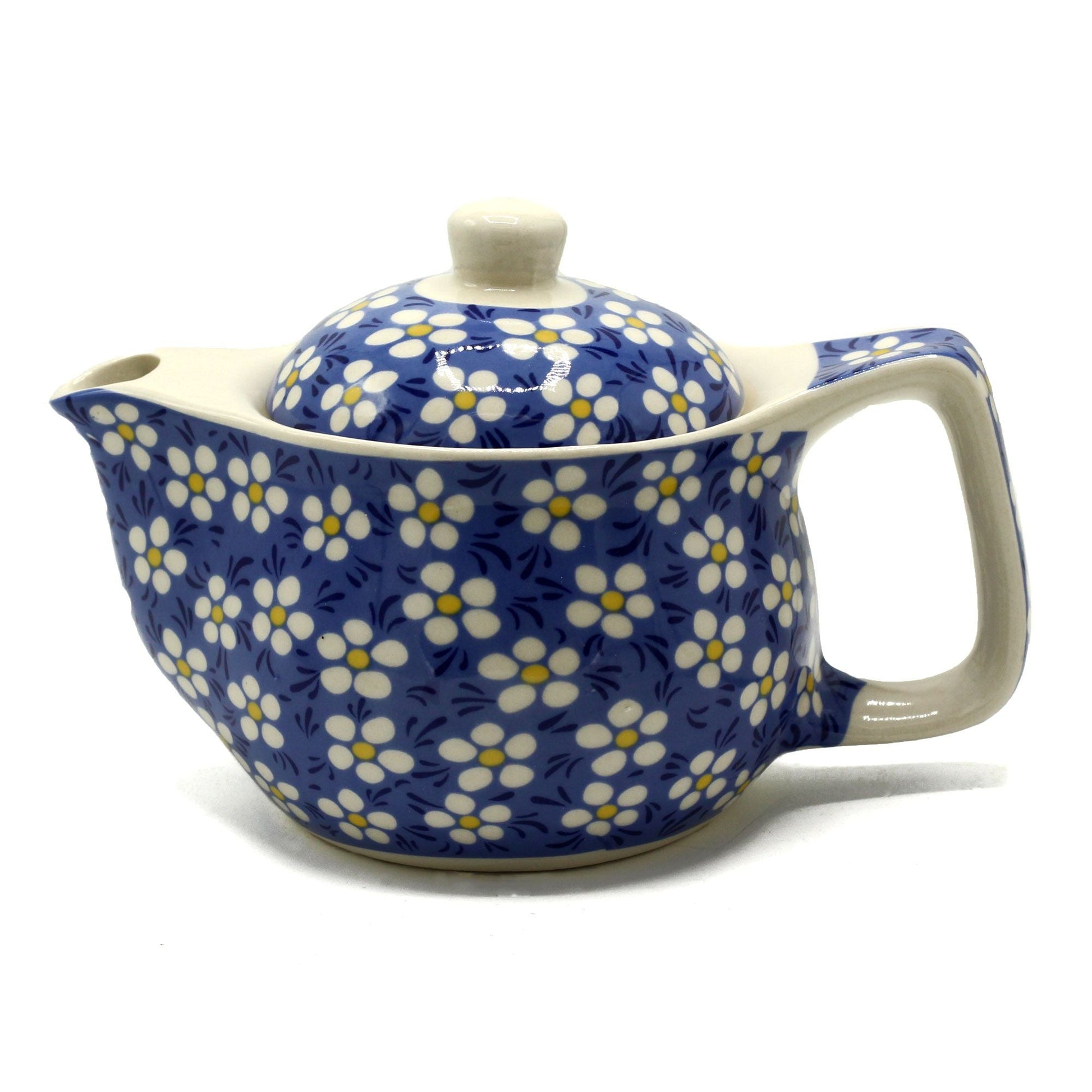 Polished Small Herbal Teapot - Blue Daisy featuring natural patterning and unique variations - Luna Panther