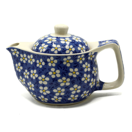 Polished Small Herbal Teapot - Blue Daisy featuring natural patterning and unique variations - Luna Panther