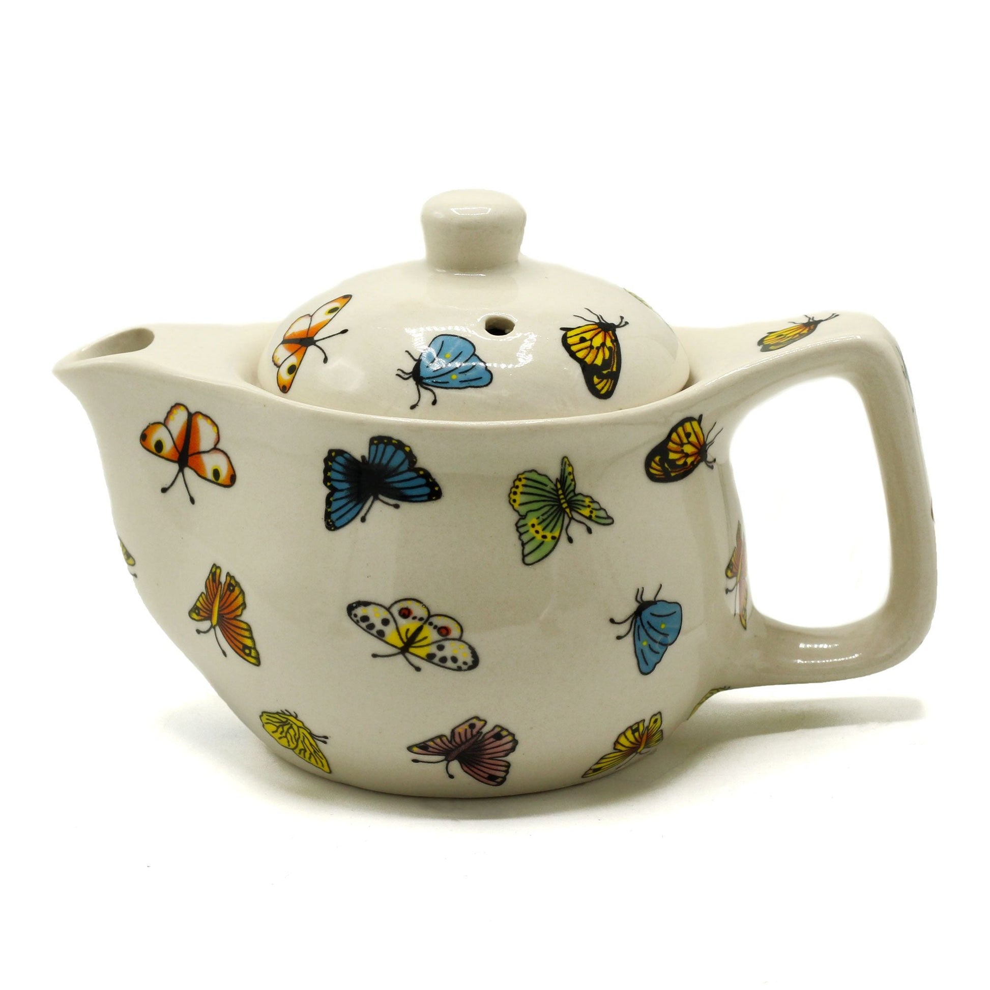 Polished Small Herbal Teapot - Butterflies featuring natural patterning and unique variations - Luna Panther