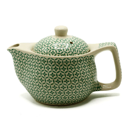 Polished Small Herbal Teapot - Green Mosaic featuring natural patterning and unique variations - Luna Panther