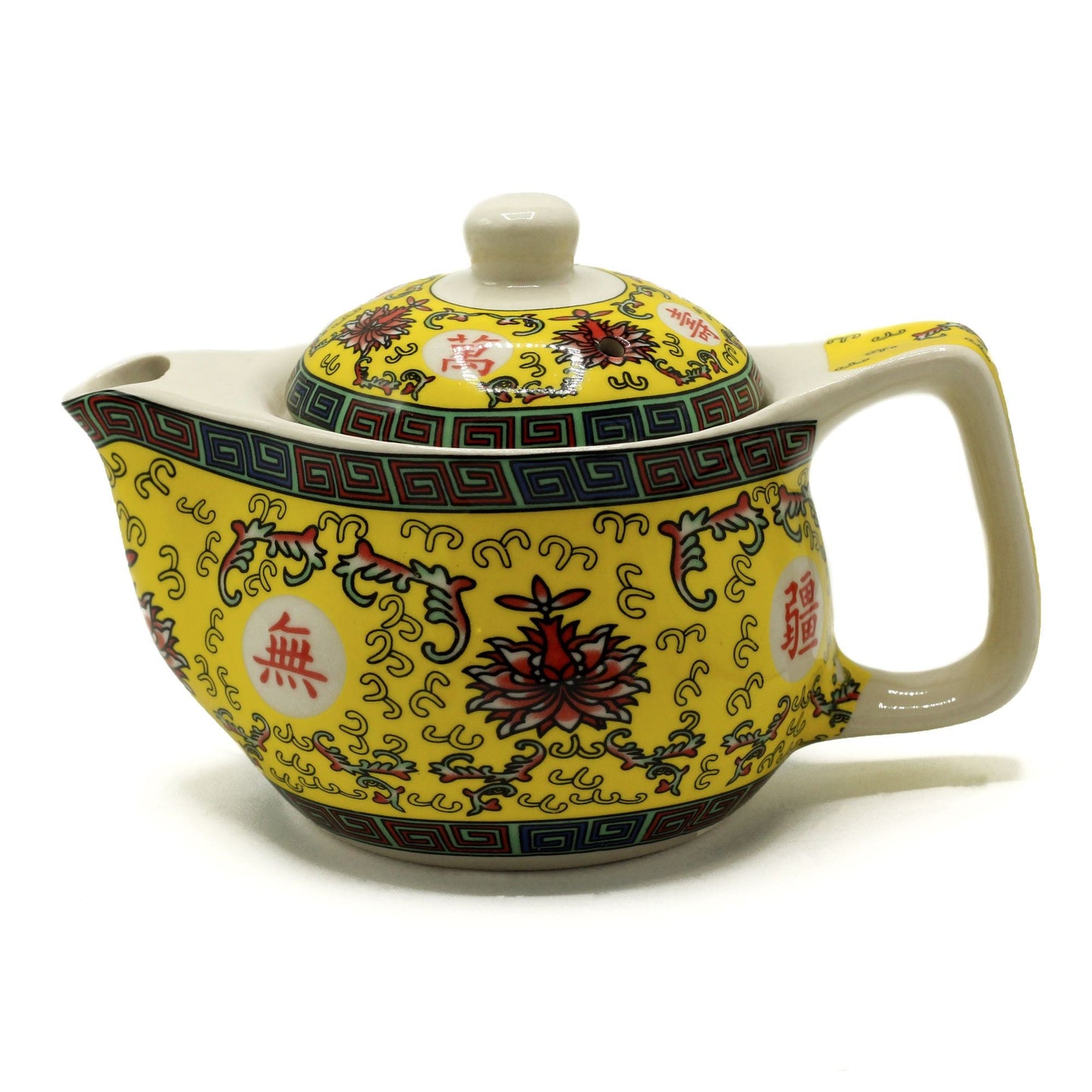 Polished Small Herbal Teapot - Long Life Oriental Design featuring natural patterning and unique variations - Luna Panther