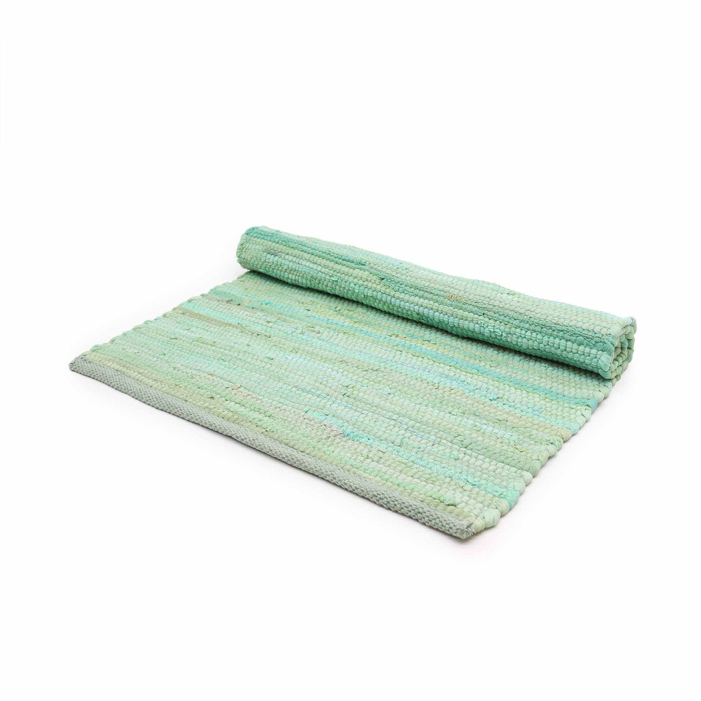 Small Indian Handloom Cotton Rug - Aqua - Luna Panther