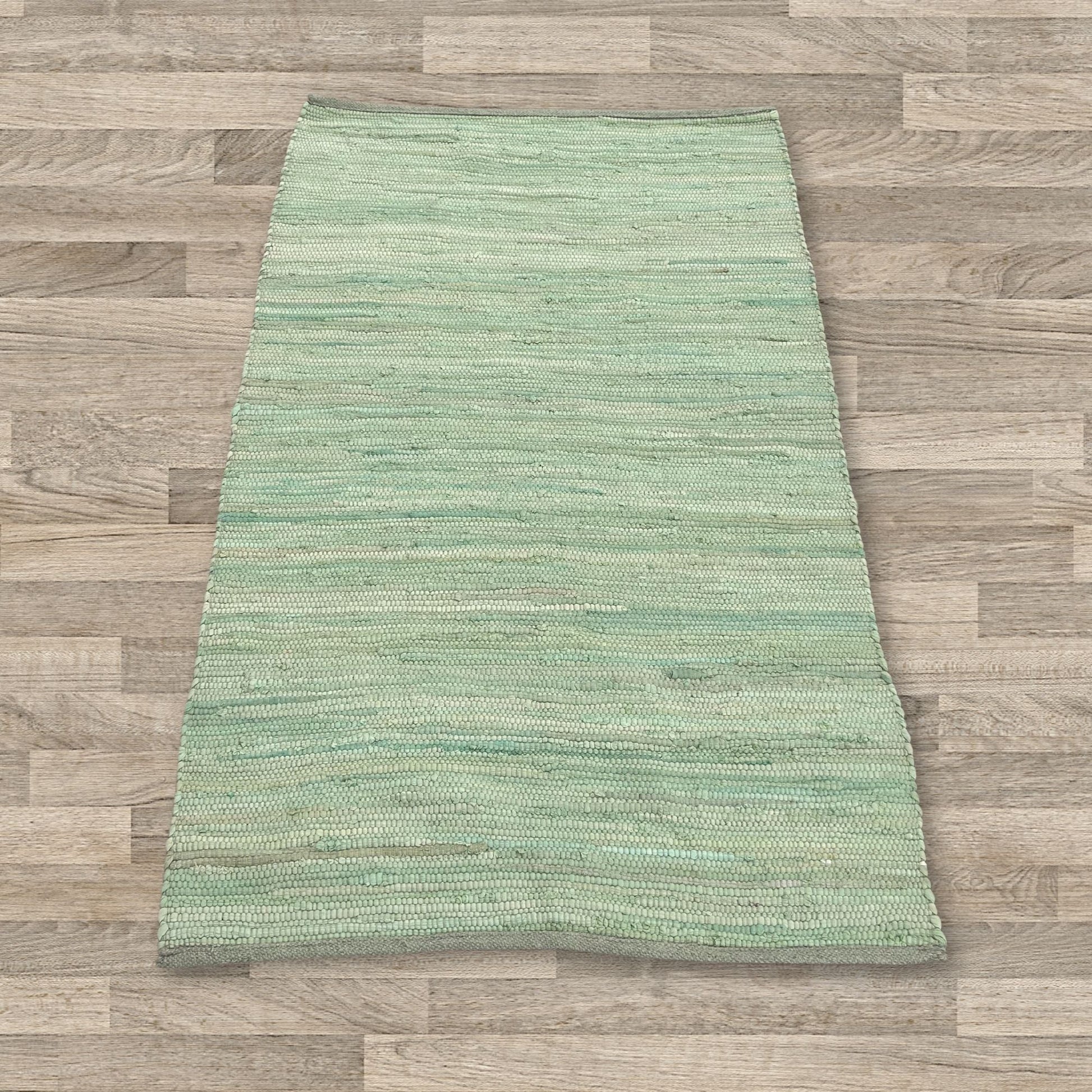 Small Indian Handloom Cotton Rug - Aqua - Luna Panther