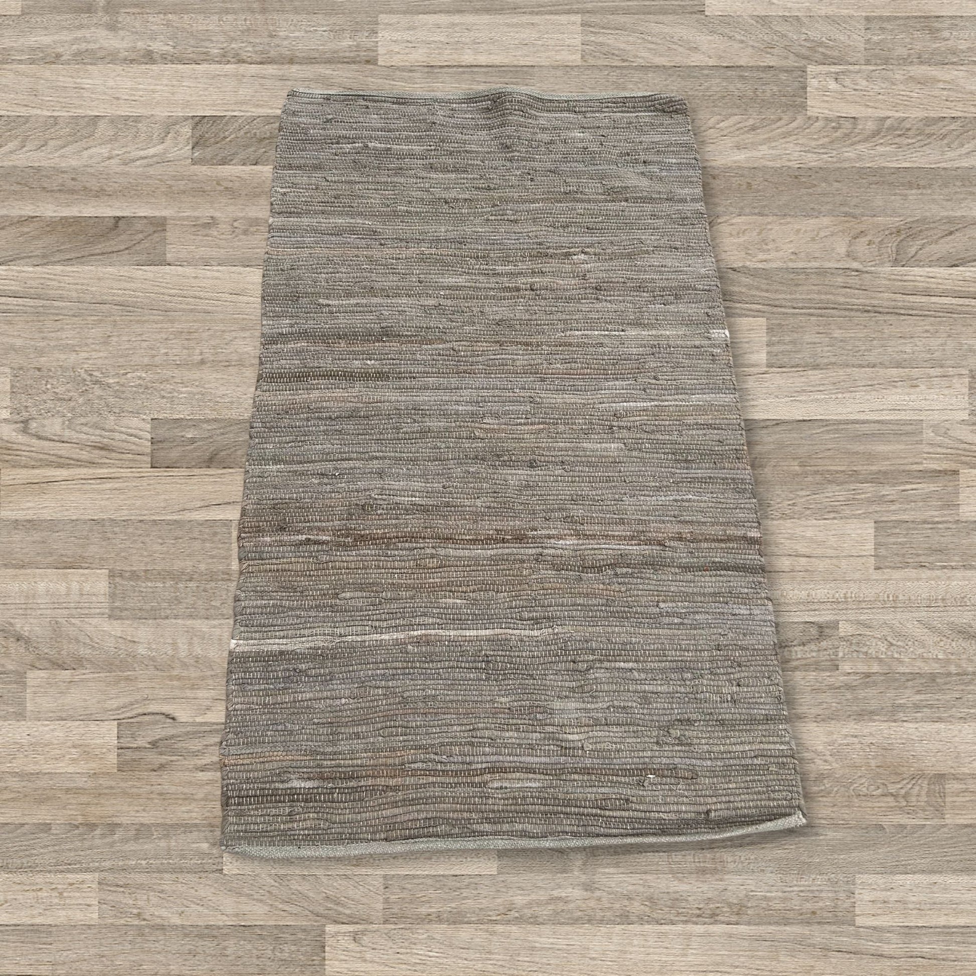 Small Indian Handloom Cotton Rug - Charcoal - Luna Panther