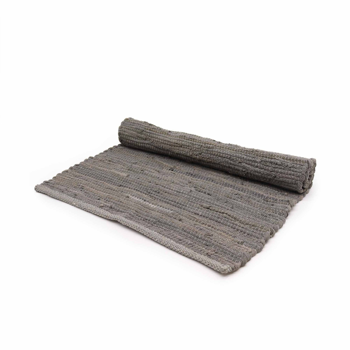 Small Indian Handloom Cotton Rug - Charcoal - Luna Panther