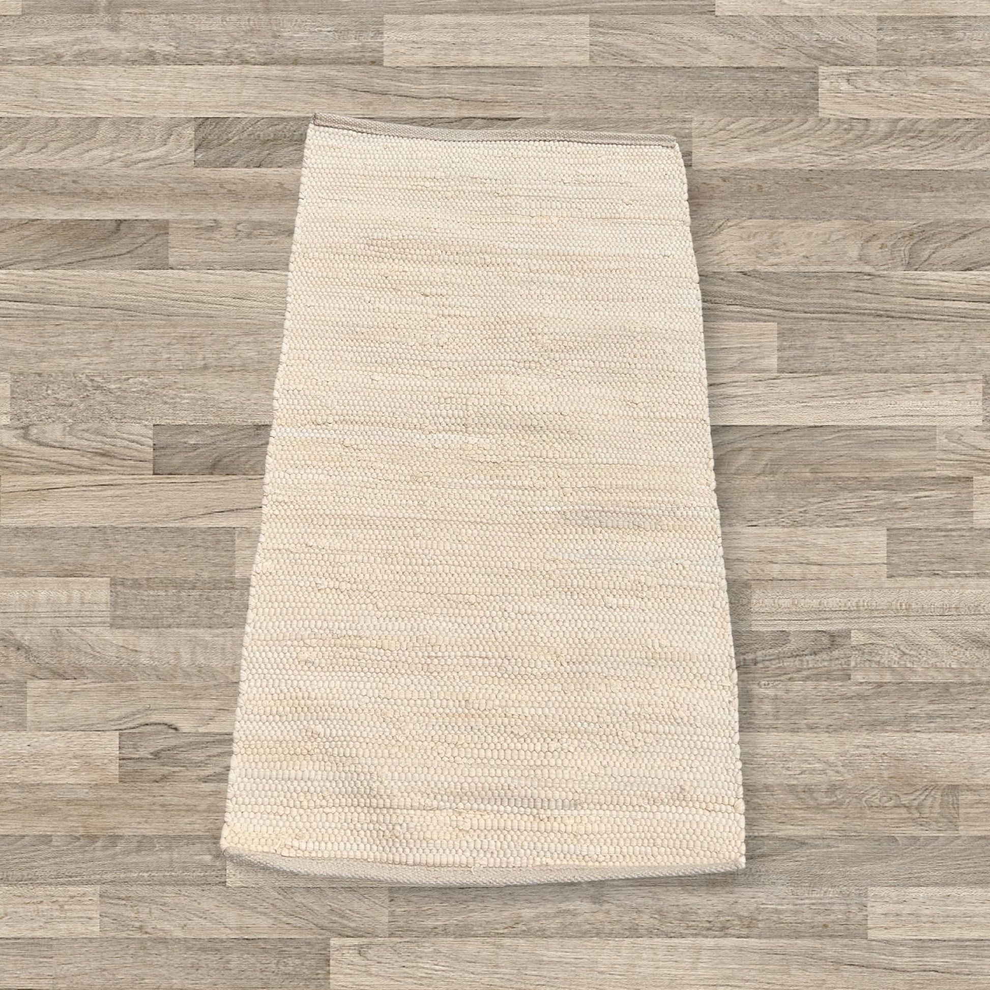 Small Indian Handloom Cotton Rug - Cream - Luna Panther