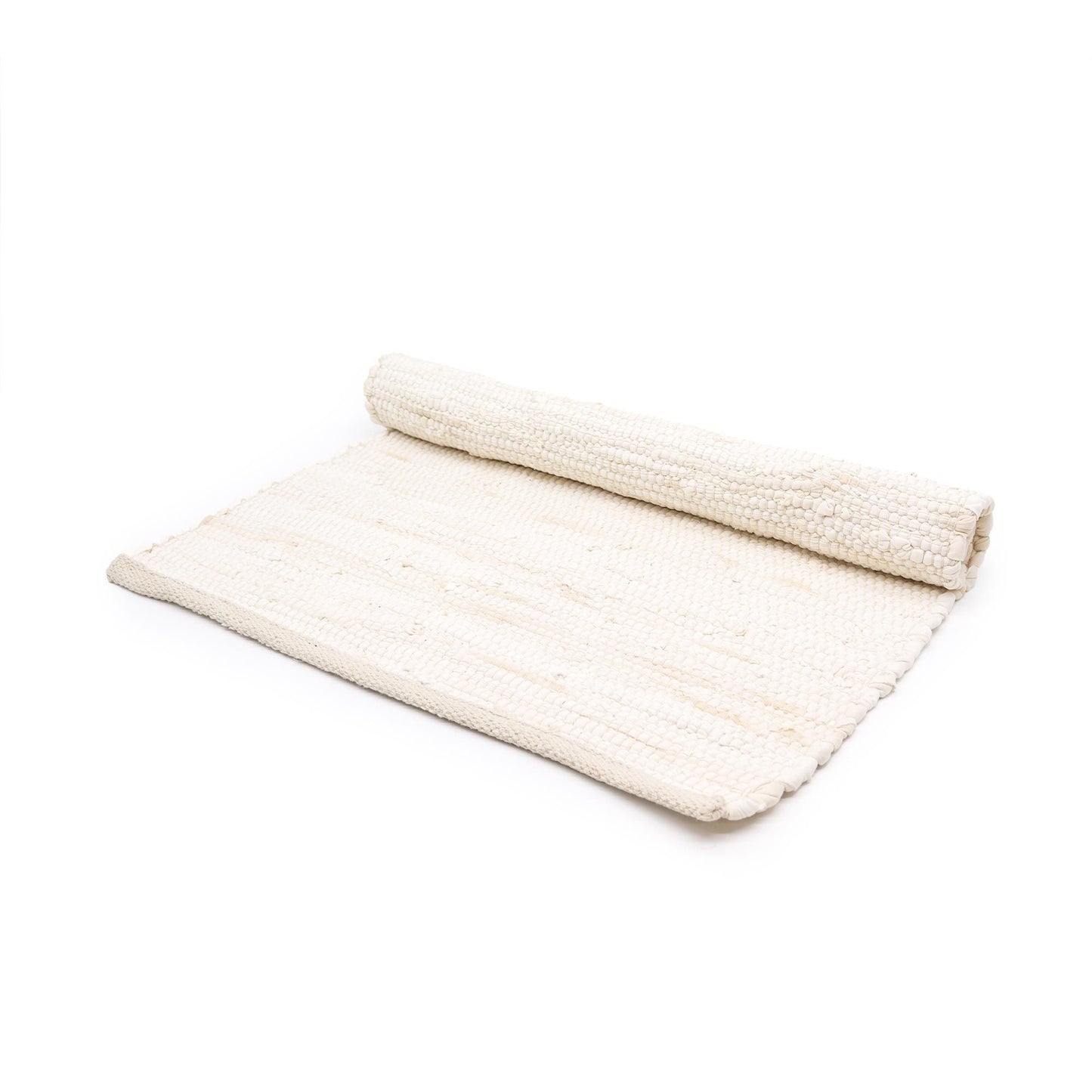 Small Indian Handloom Cotton Rug - Cream - Luna Panther