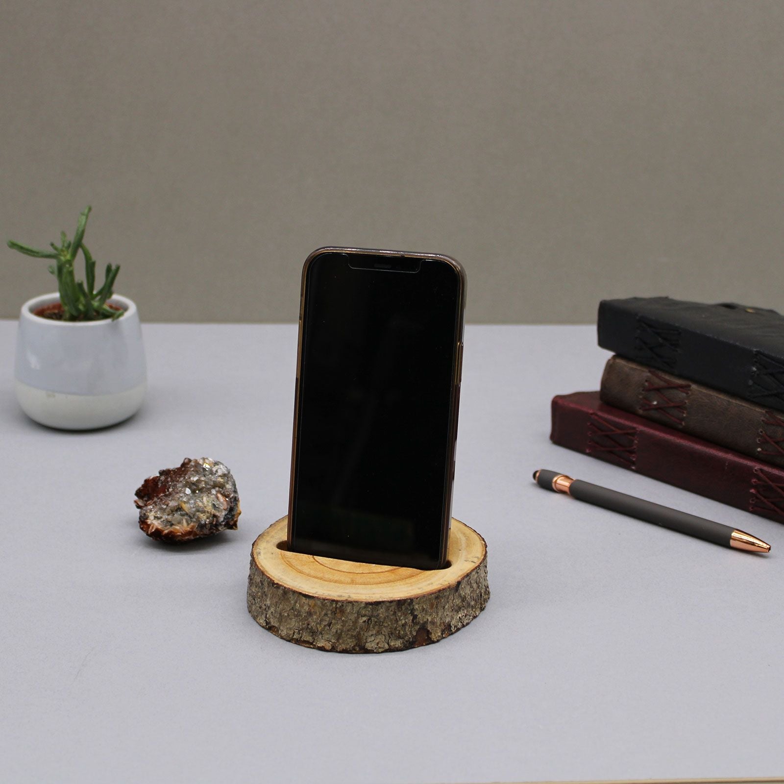 Small Log Phone Holder (slot) - Natural - Luna Panther