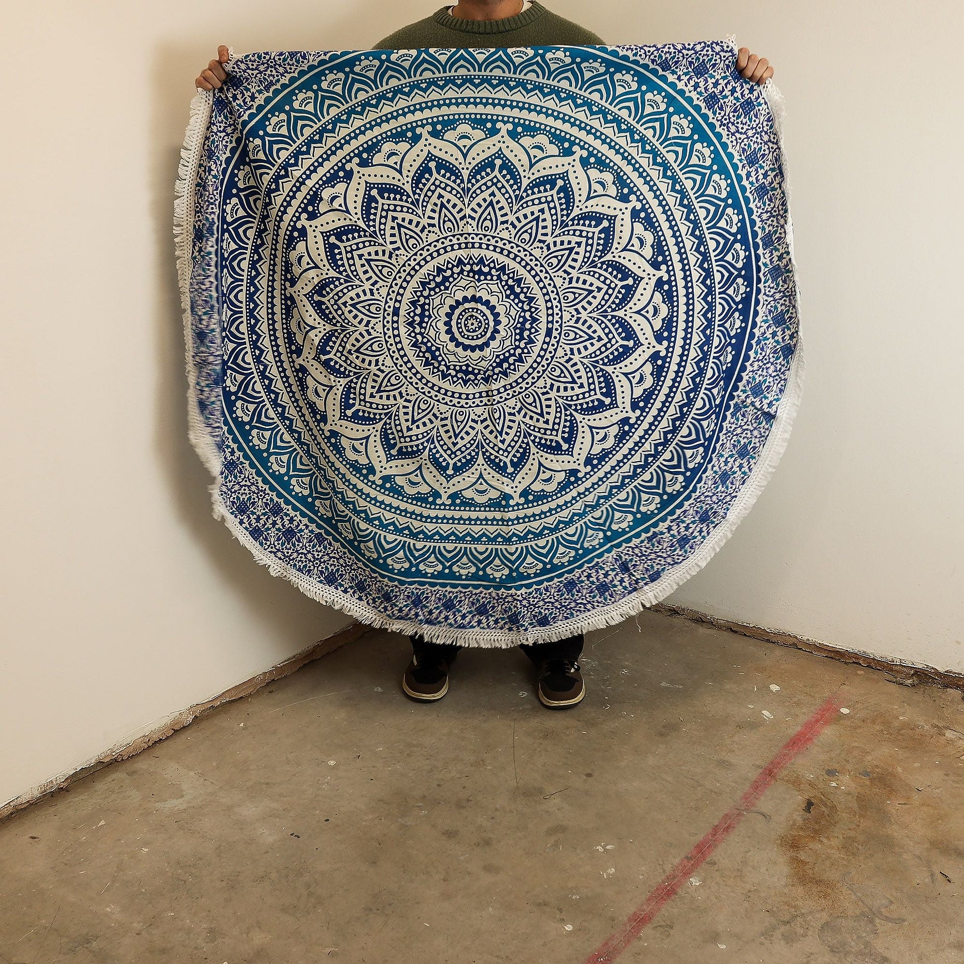 Small Mandala Roundie Cotton Art (130cm) - Classic Blue - Luna Panther