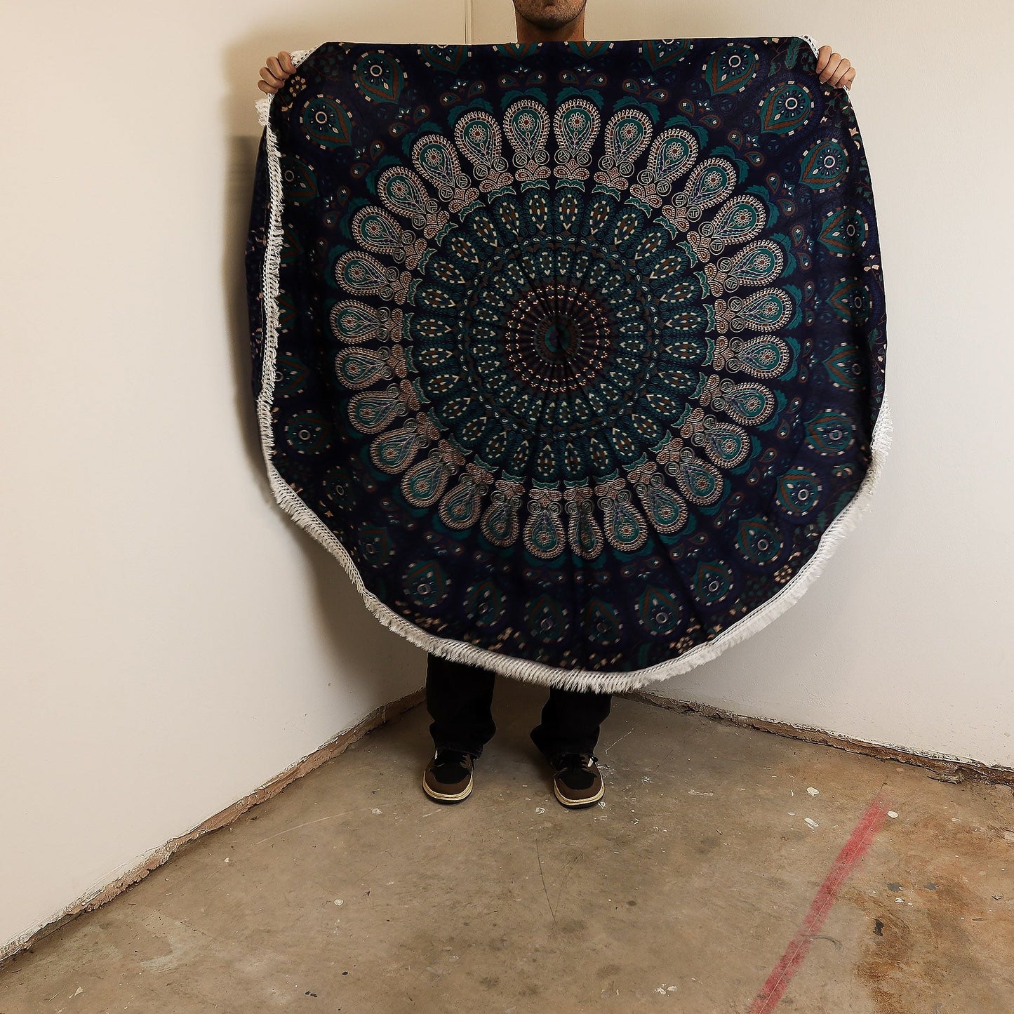 Small Mandala Roundie Cotton Art (130cm) - Peacock Blues - Luna Panther